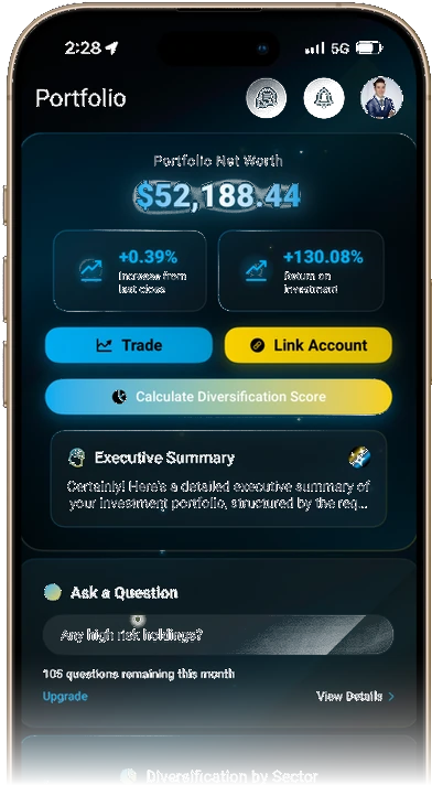 StockLift app portfolio dashboard on an iPhone
